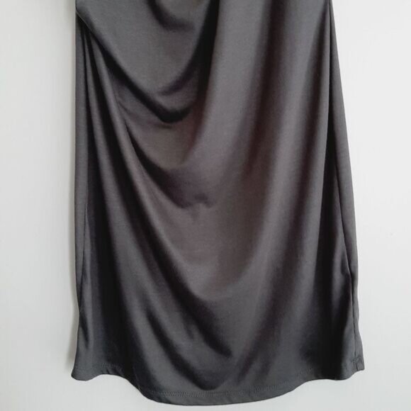 MOSS JANG / Soft Draped Gathered Sleeveless Comfy Stretch Mini Dress Gray Sz S - Picture 5 of 14